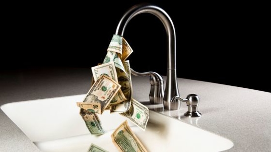 money coming out of faucet