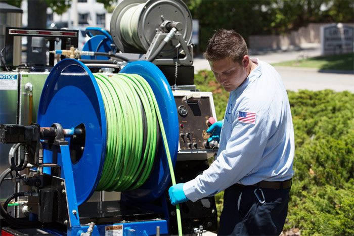 Technician beginning inspection